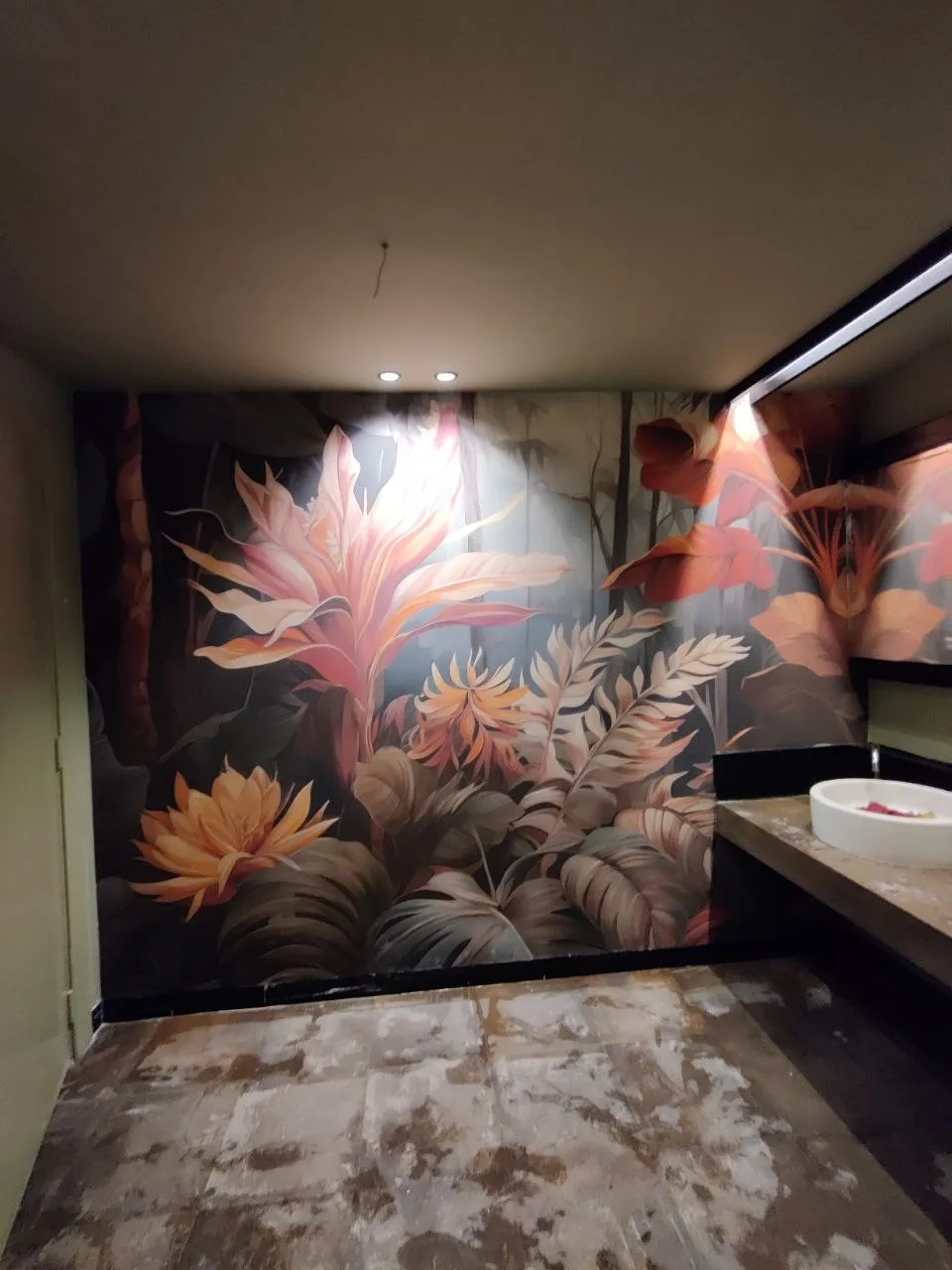 Additional image related to the second part of the blog on Custom made wallpaper mural by wallpapertwins, This project was installed in wayzata area for a bathroom project. .