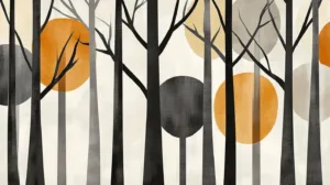 Alternative view of Abstract Harmony of Forest Shapes Wall Mural