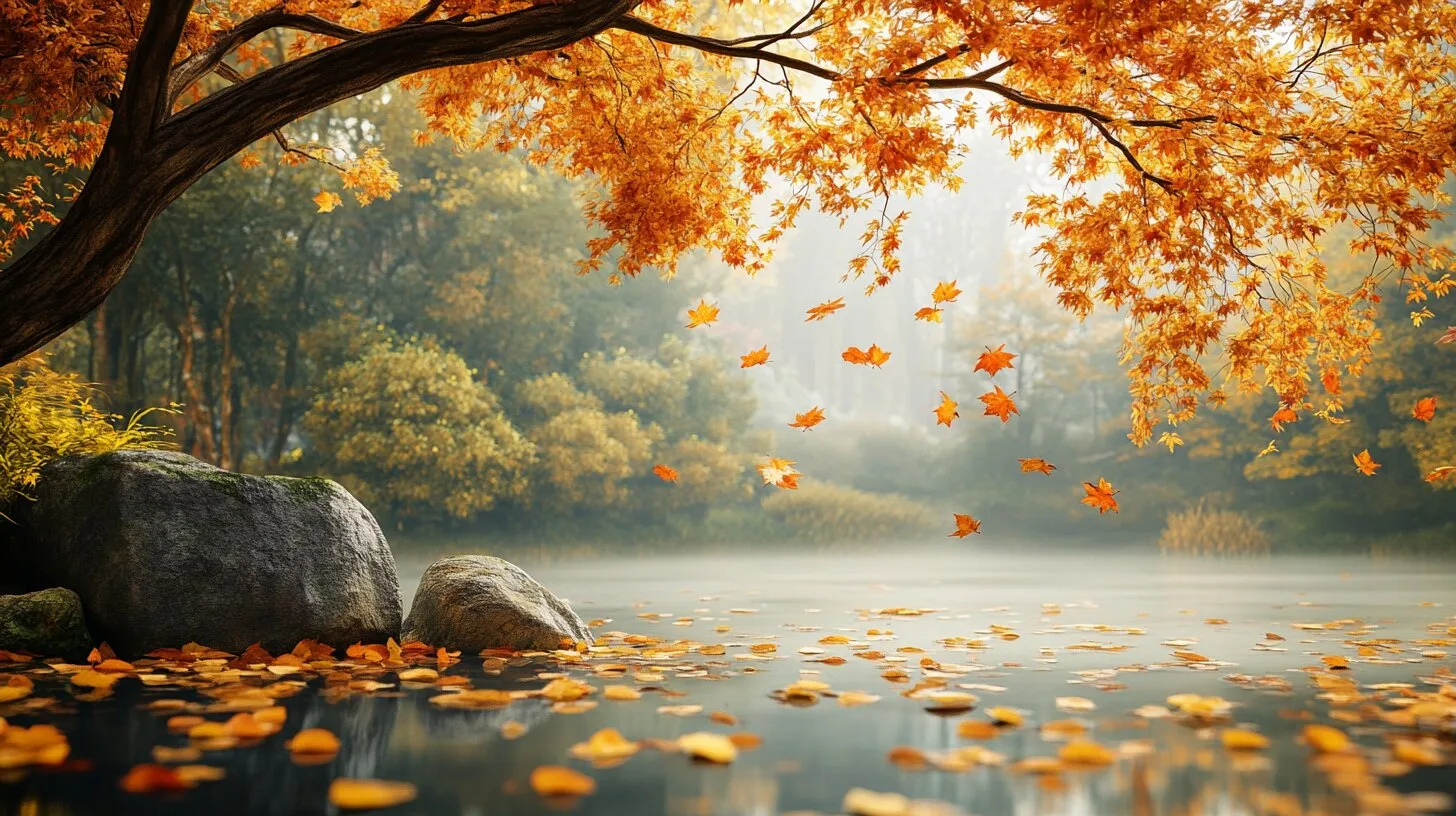 Main product image for Autumn Reflections in a Tranquil Landscape Wall Mural