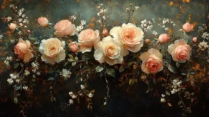 Alternative view of Blush Petals in Tranquil Harmony Wall Mural