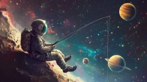 Alternative view of Celestial Fisherman Beyond the Stars Wall Mural