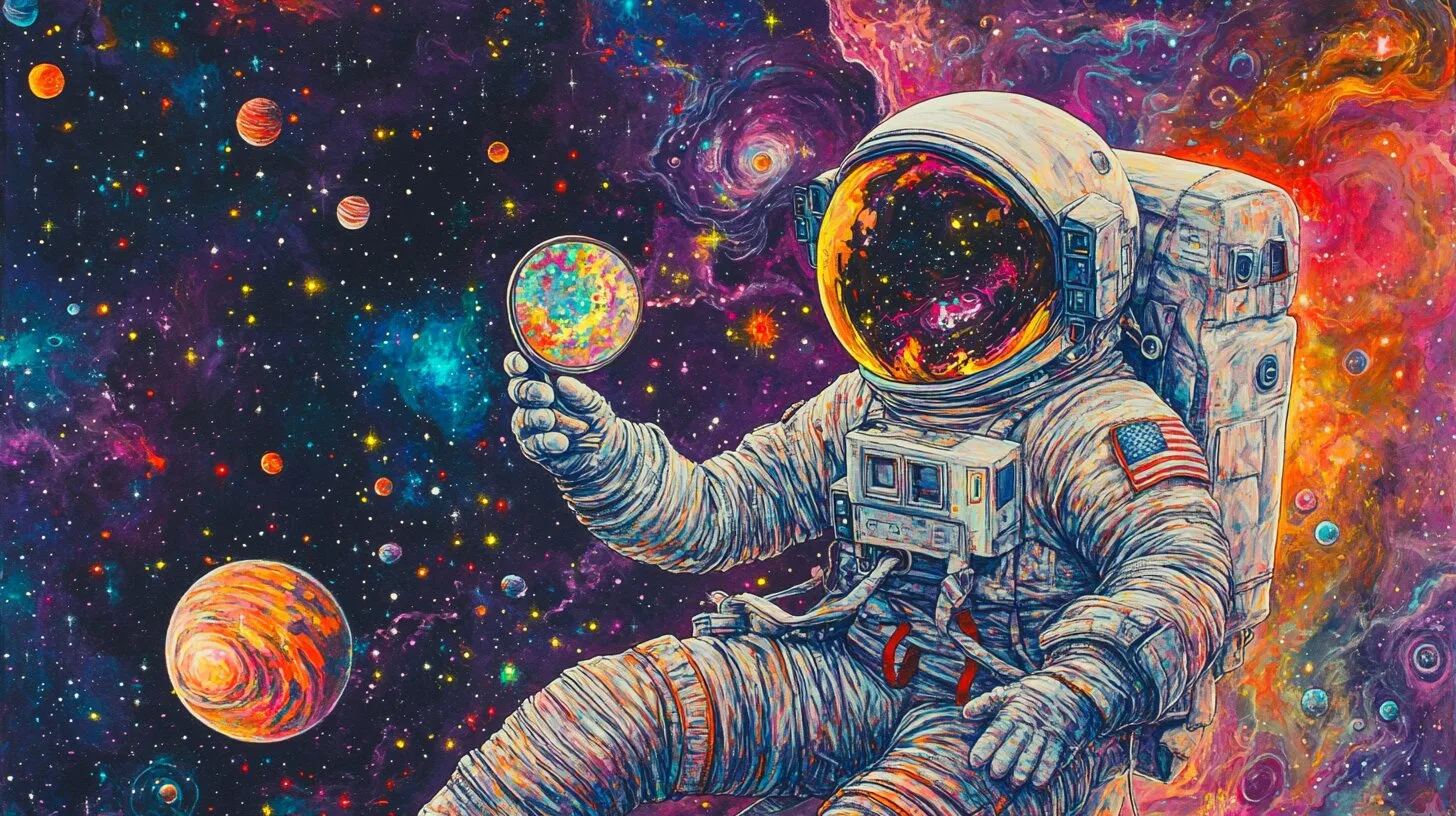 Main product image for Celestial Wanderer in a Kaleidoscopic Universe Wall Mural