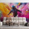 Astronaut in a cosmic setting with vibrant colors