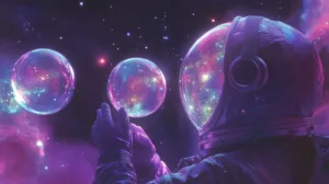 Alternative view of Cosmic Reflections of an Ethereal Explorer Wall Mural