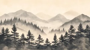 Alternative view of Echoes of Solitude in Serene Heights Wall Mural