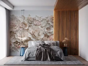 Decorative floral arrangement in soft neutral colors showcasing elegance and sophistication.