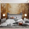 A peaceful forest scene showcasing warm shades of brown