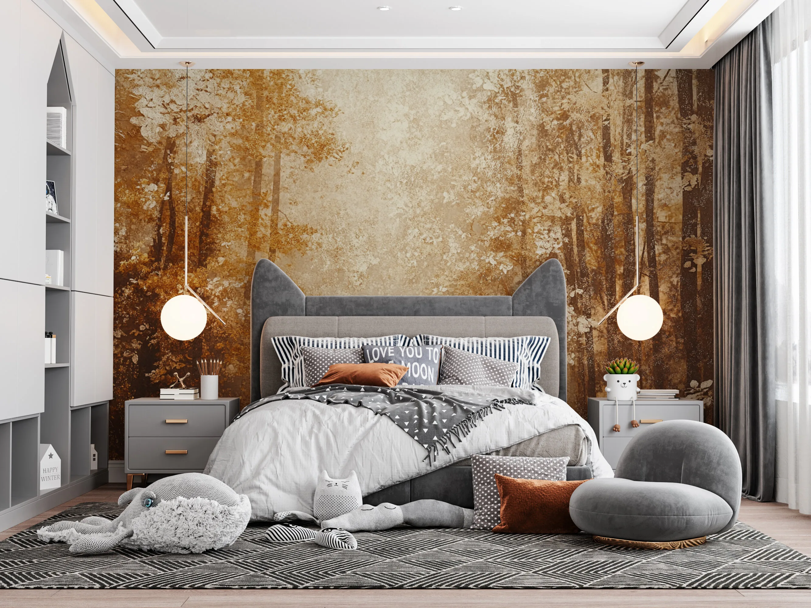 Rendered wallpaper image for Embrace of Tranquil Woods Wall Mural