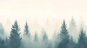 Alternative view of Enchanted Stillness in a Foggy Forest Wall Mural