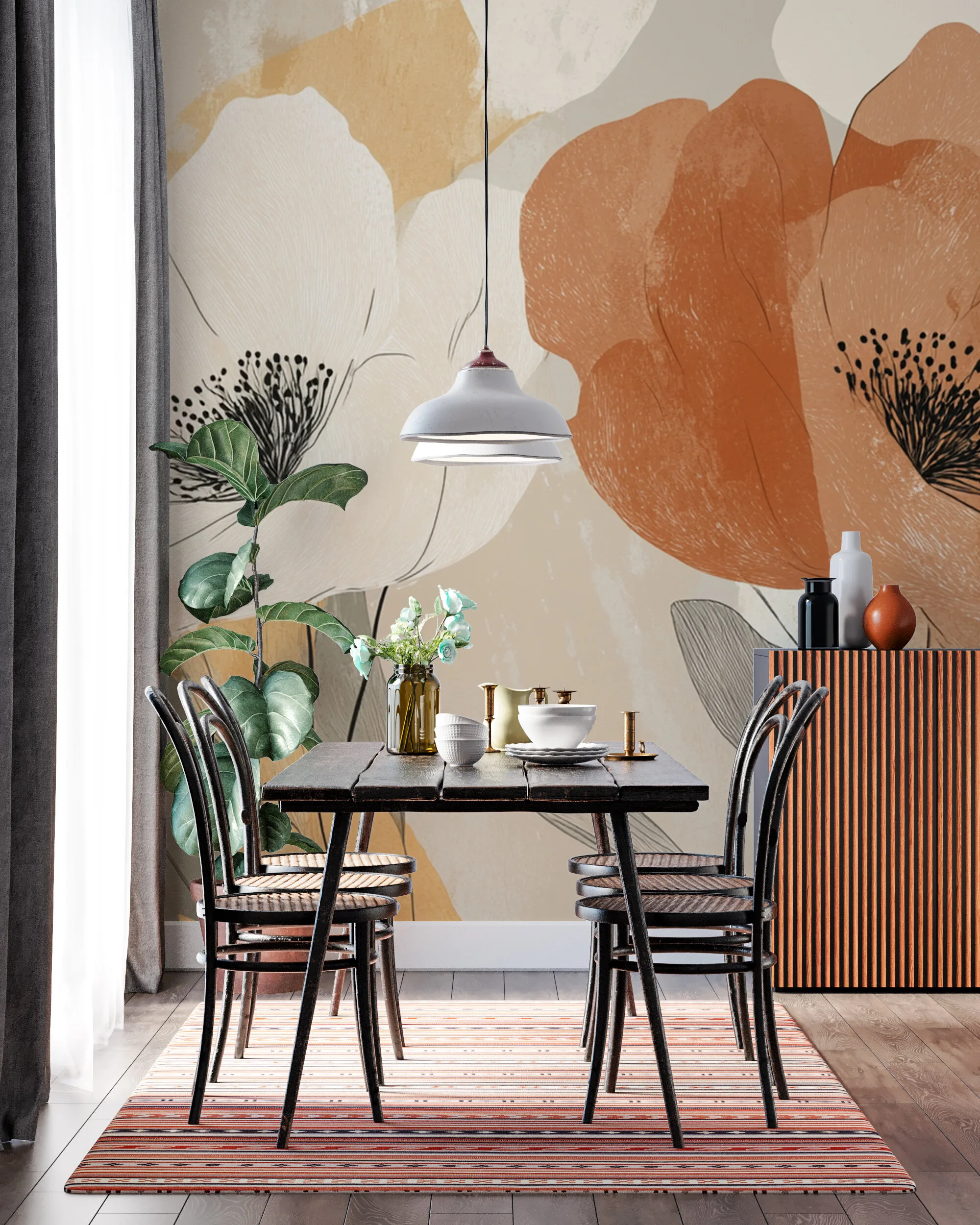 Rendered wallpaper image for Ethereal Bloom Serenity Wall Mural