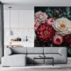 Vibrant floral arrangement with peonies and roses in pink