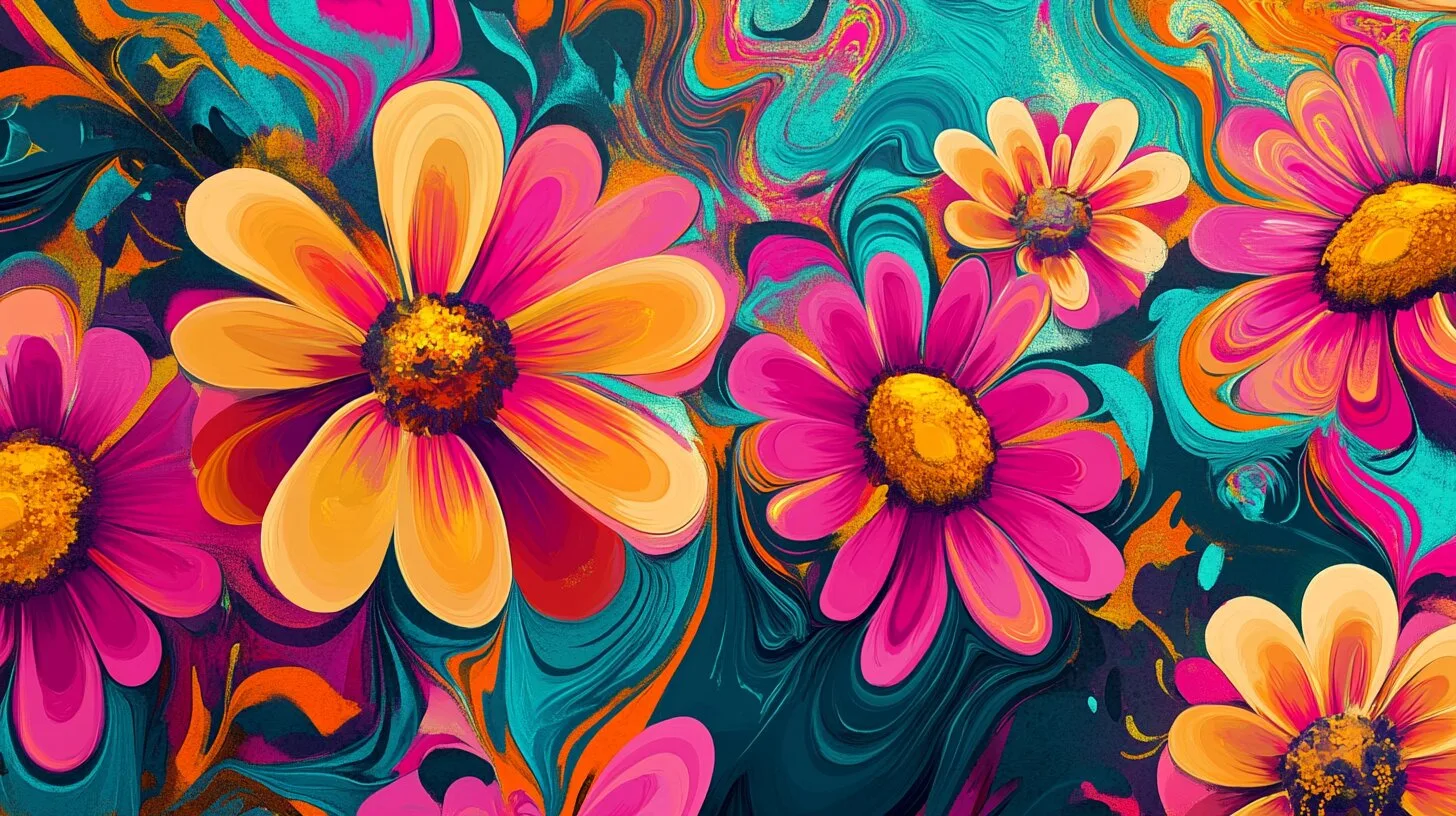 Main product image for Floral Symphony in Vivid Hues Wall Mural