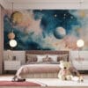 A serene cosmic scene featuring planets against a vibrant space backdrop.