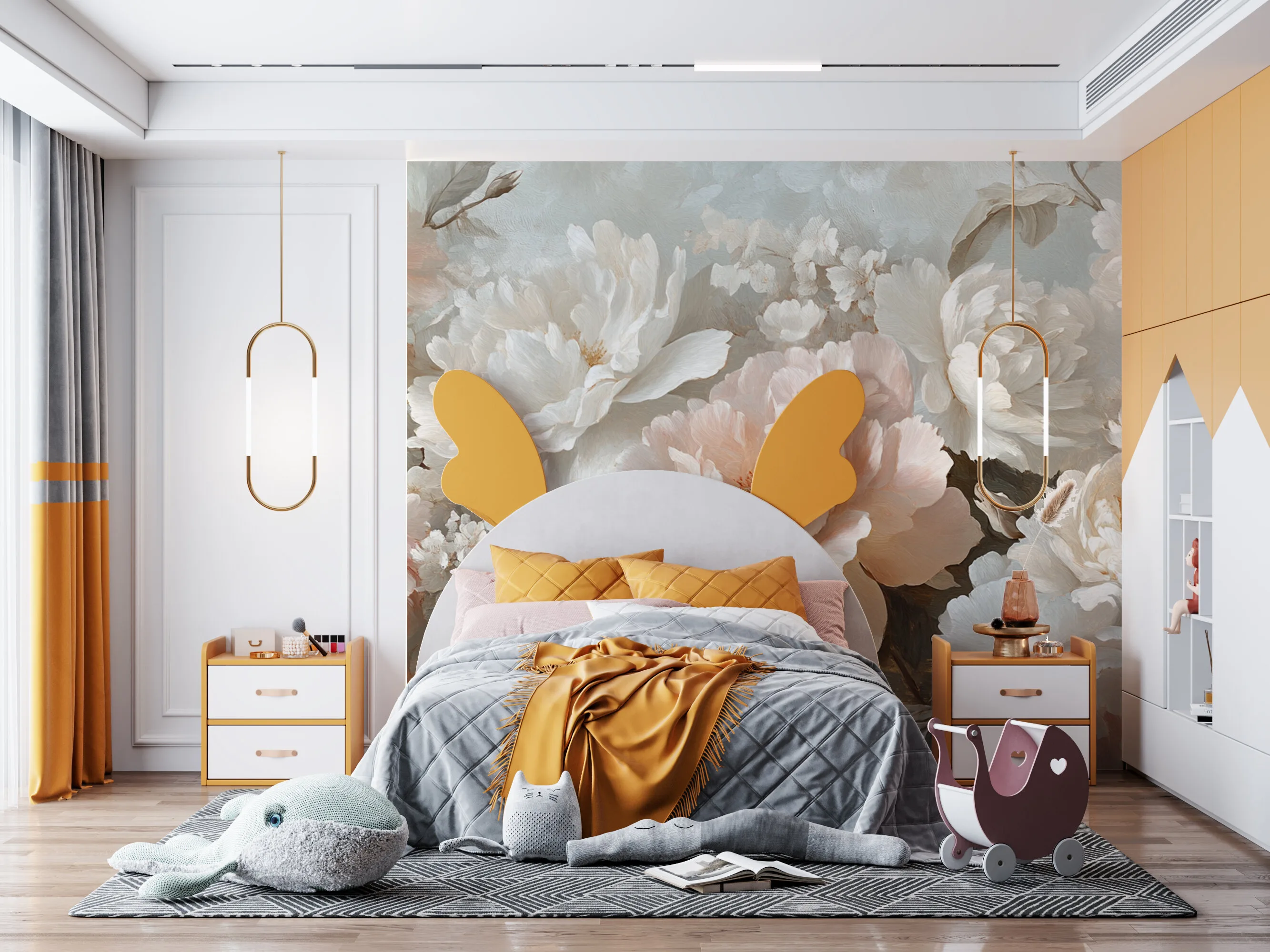Rendered wallpaper image for Gentle Blooms of Serenity Wall Mural
