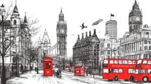 Alternative view of London's Timeless Urban Mosaic Wall Mural