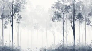 Alternative view of Misty Reverie in the Whispering Woods Wall Mural