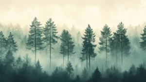 Alternative view of Misty Serenity of the Enchanted Forest Wall Mural