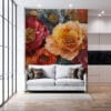 A vibrant arrangement of colorful flowers in shades of red