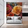 A vibrant arrangement of colorful flowers in shades of red|orange|pink