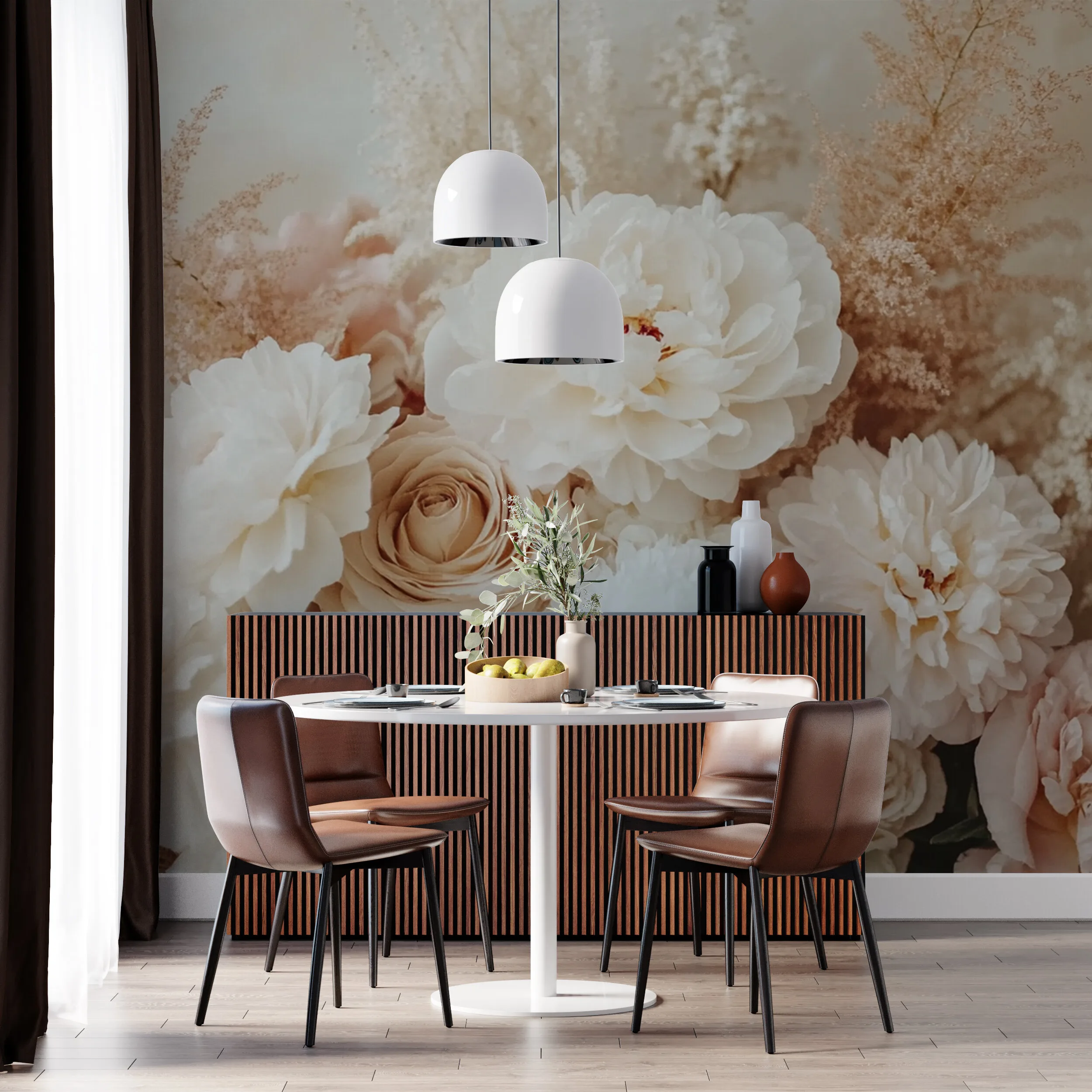 Rendered wallpaper image for Pastel Serenity Floral Display Wall Mural