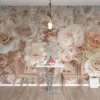 Close-up of a delicate floral arrangement in soft|muted colors.|