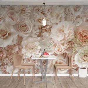 Close-up of a delicate floral arrangement in soft|muted colors.|