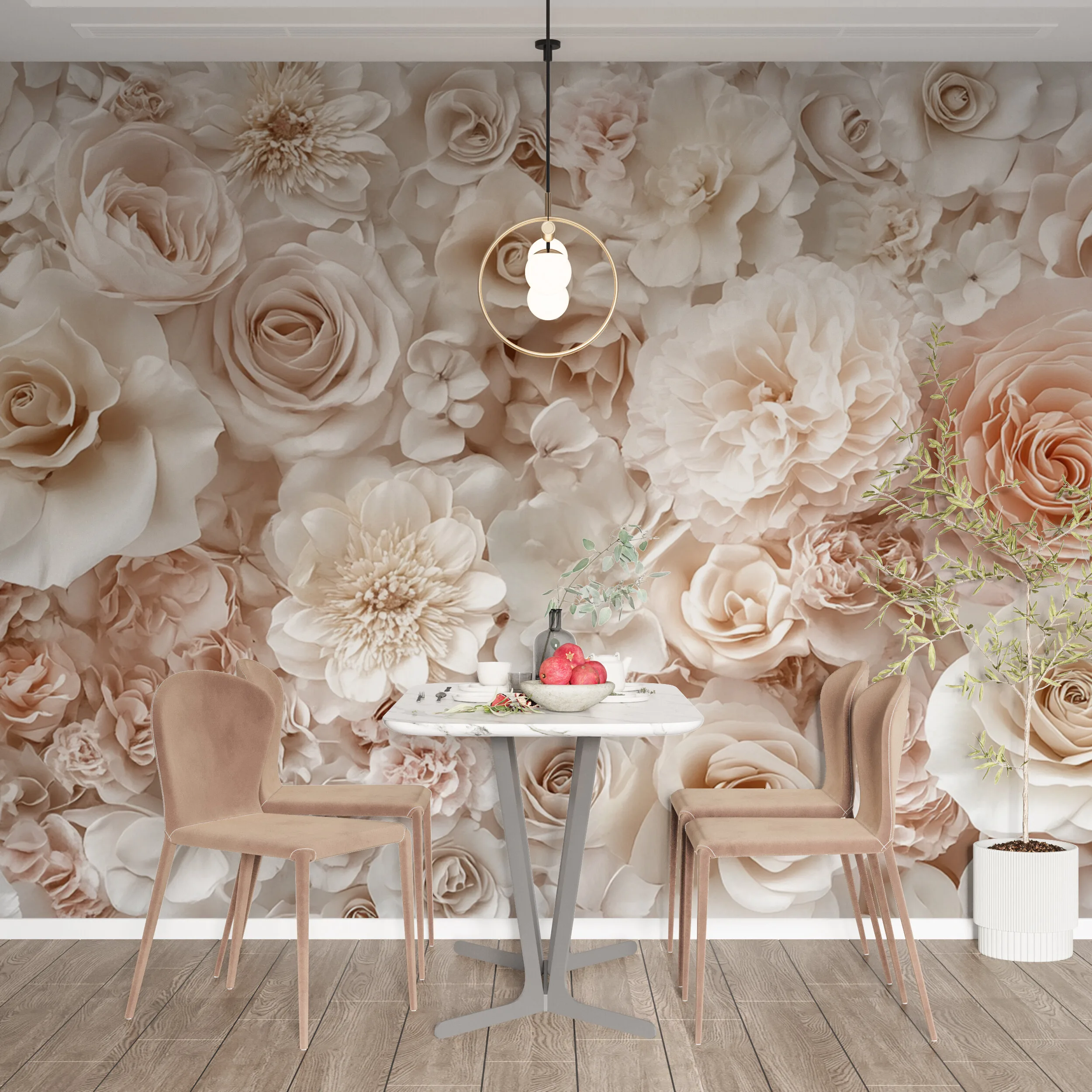 Rendered wallpaper image for Petals of Tranquil Elegance Wall Mural