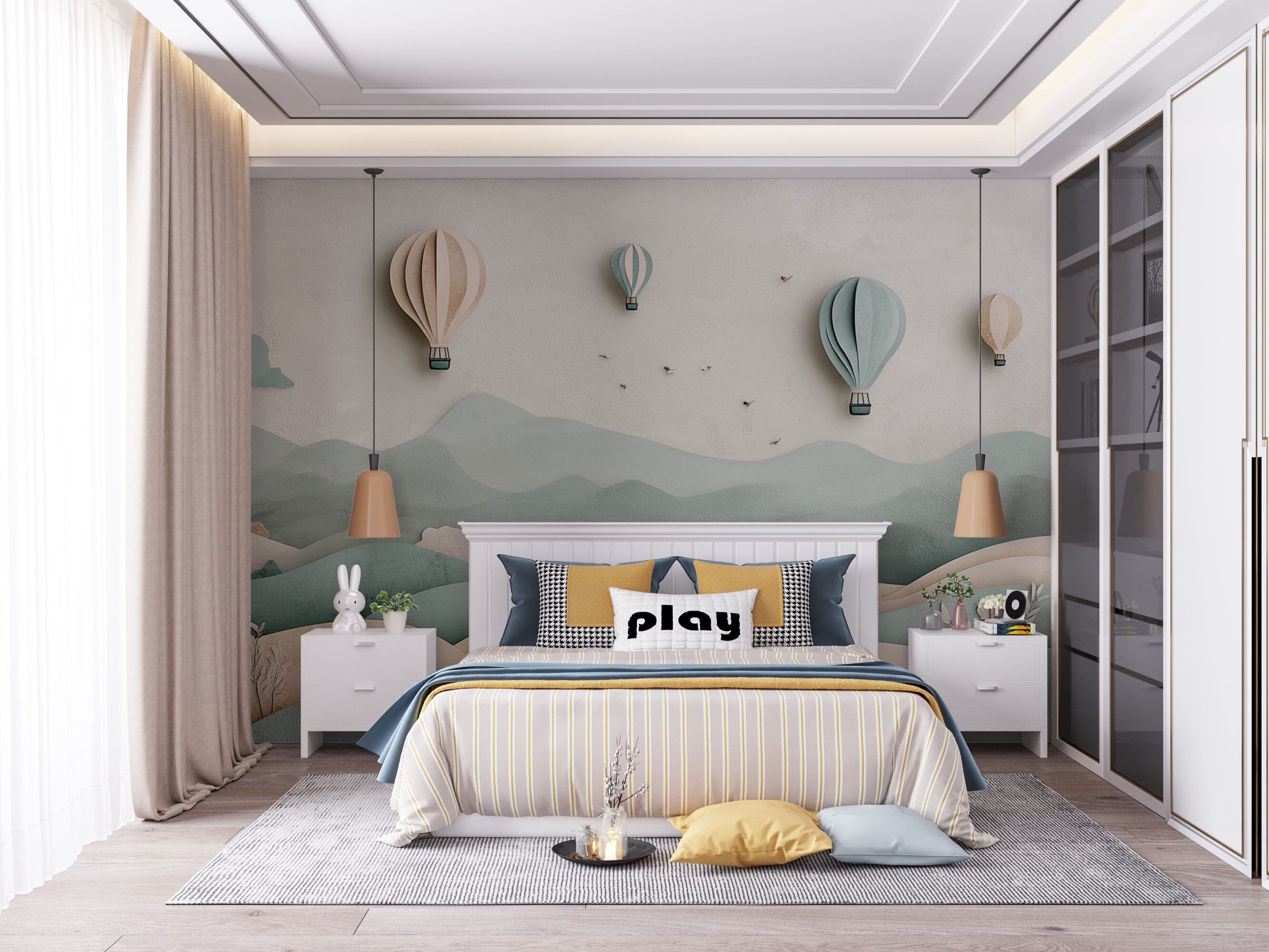 Rendered wallpaper image for Serene Horizons of Floating Dreams Wall Mural