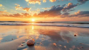 Alternative view of Serenity at Dusk on the Coast Wall Mural