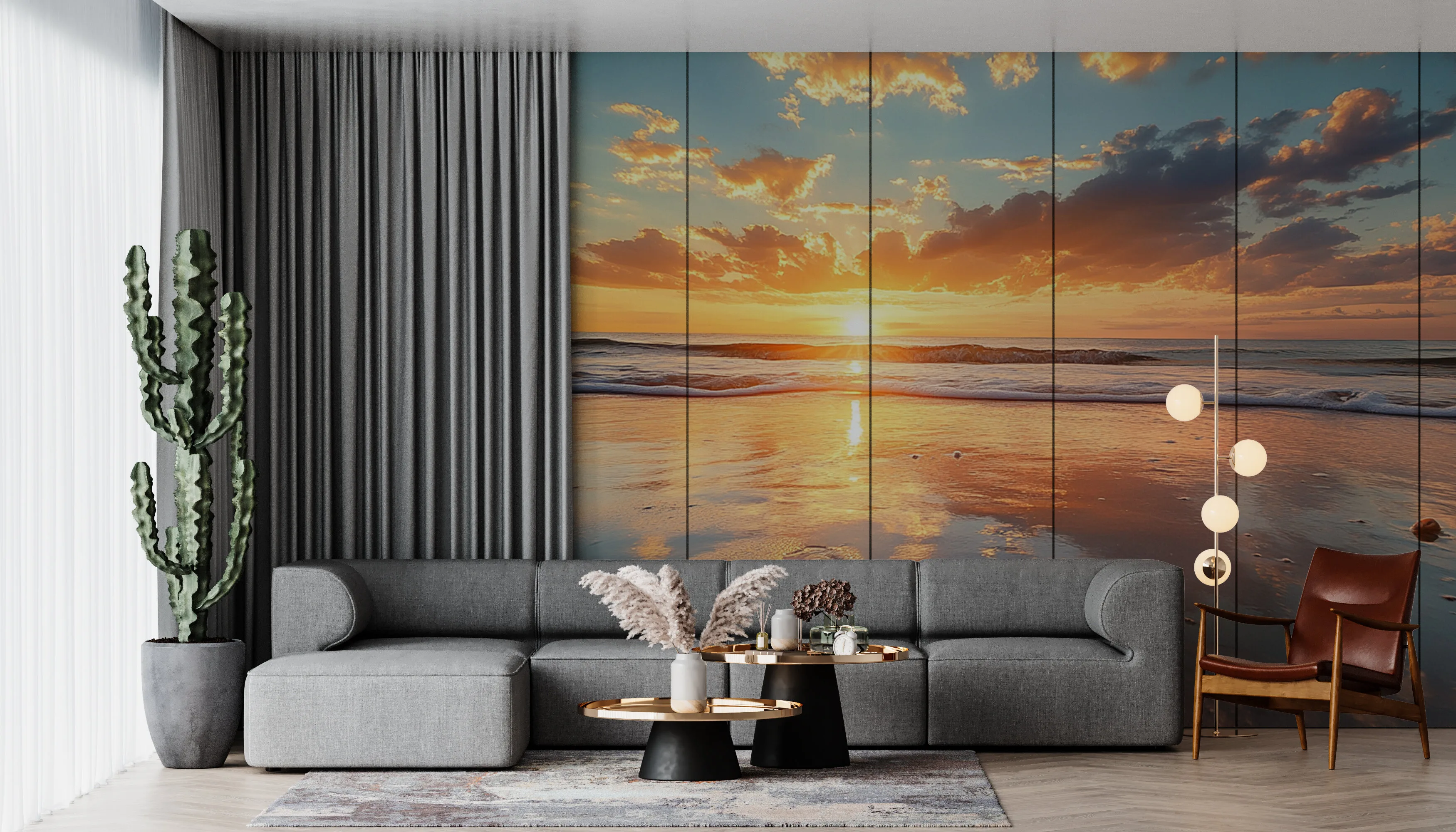 Rendered wallpaper image for Serenity at Dusk on the Coast Wall Mural