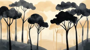 Alternative view of Serenity in Shades of Twilight Forest Wall Mural