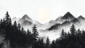 Alternative view of Silent Echoes of the Monochrome Mountains Wall Mural