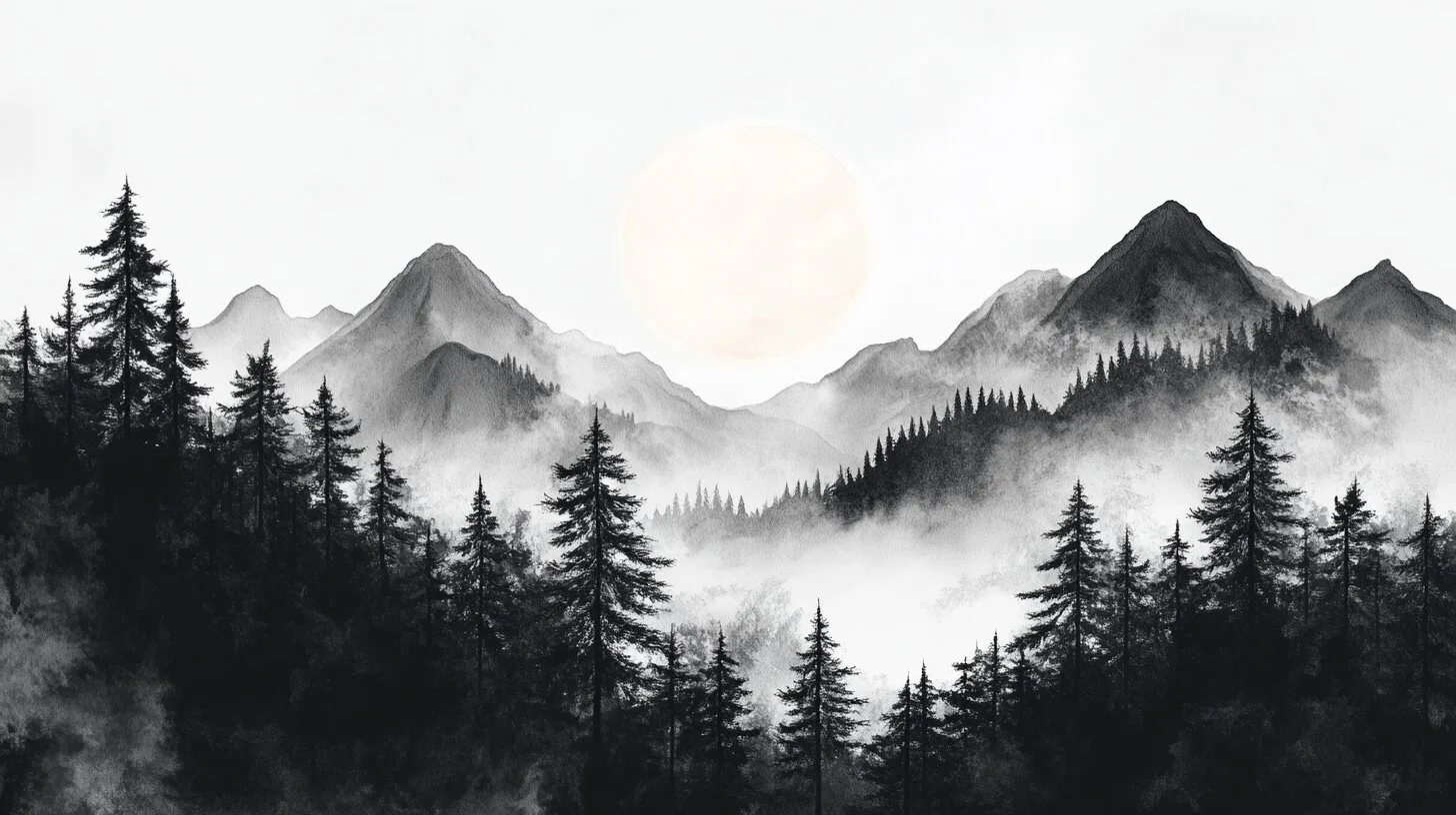 Main product image for Silent Echoes of the Monochrome Mountains Wall Mural