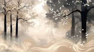 Alternative view of Tranquil Enchantment of Misty Woods Wall Mural