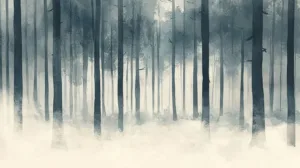 Alternative view of Veil of Tranquil Pines Wall Mural
