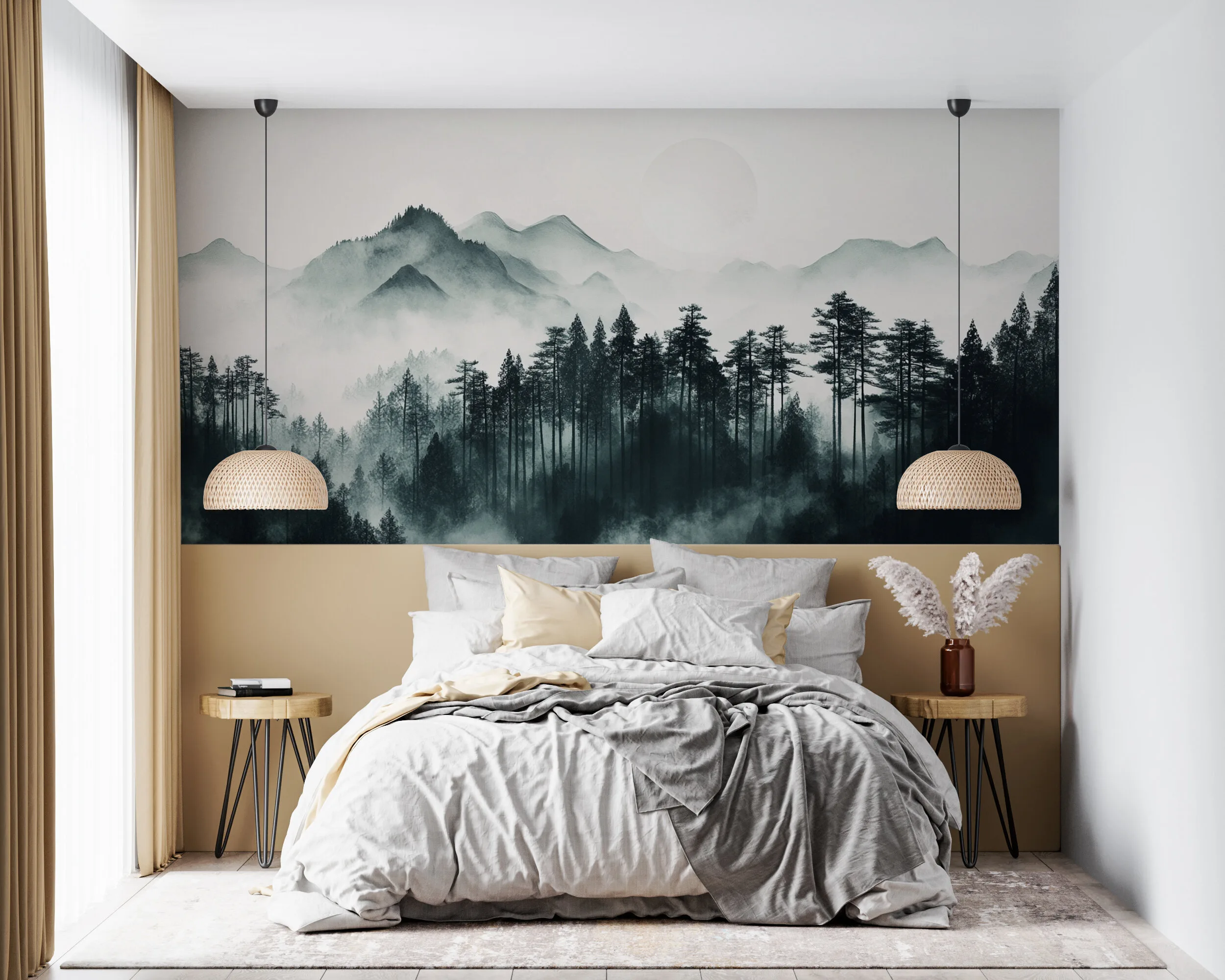 Rendered wallpaper image for Veil of Tranquility in Misty Heights Wall Mural