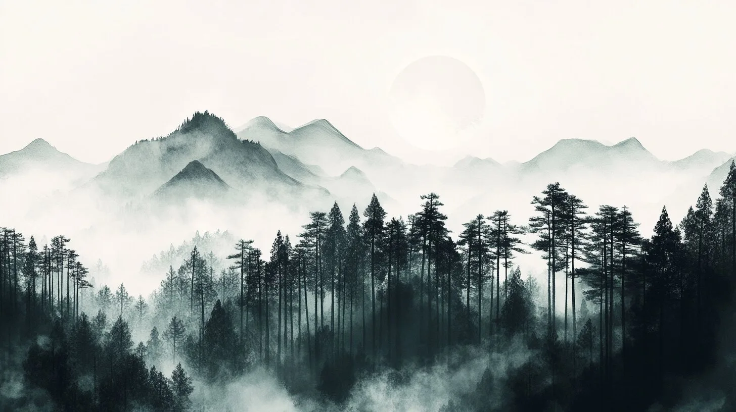 Main product image for Veil of Tranquility in Misty Heights Wall Mural