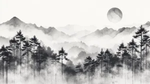 Alternative view of Veil of Tranquility in Monochrome Wall Mural