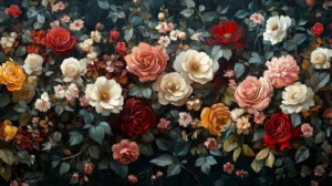 Alternative view of Vibrant Harmony of Floral Elegance Wall Mural