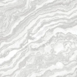 Marble-patterned wallpaper in shades of light grey and white.