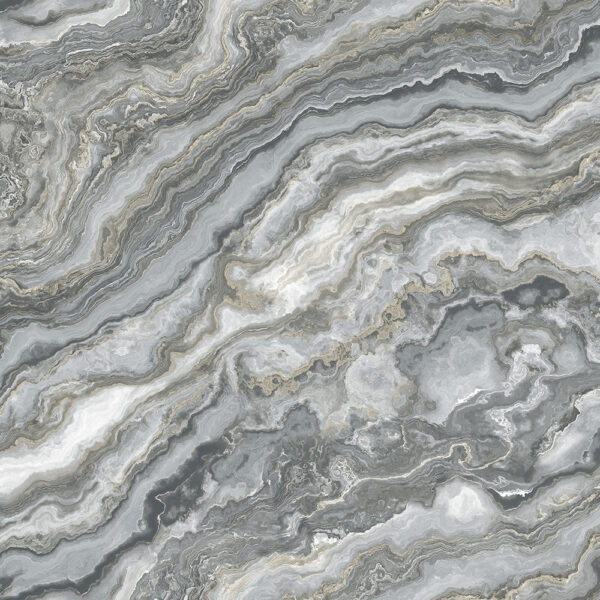 Abstract grey marbled wallpaper pattern with swirling lines.