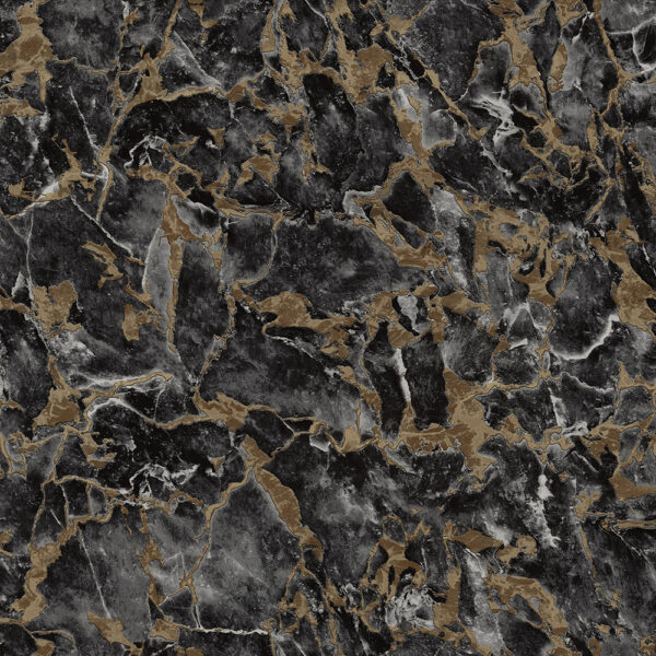 A textured wallpaper pattern with dominant black and brown marbled design.