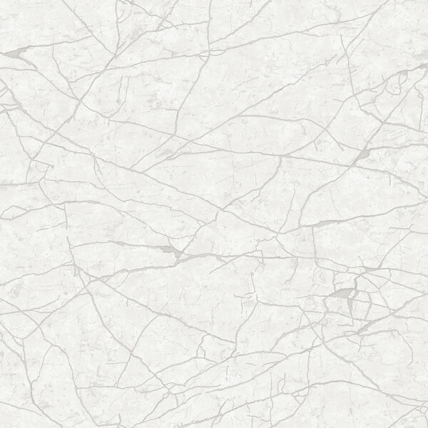 Light grey marble-patterned wallpaper with subtle vein details