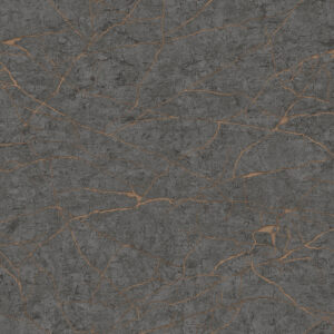 Dark grey textured wallpaper with copper-colored veining.