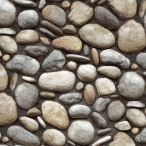 Wallpaper pattern with natural stones in beige and grey tones.