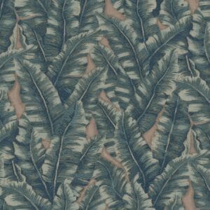 teal tropical banana leaf wallpaper modern