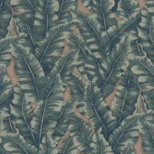 teal tropical banana leaf wallpaper modern