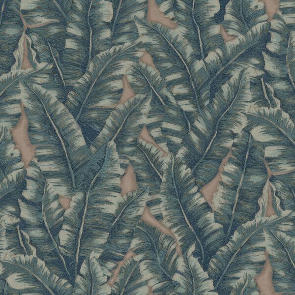 teal tropical banana leaf wallpaper modern