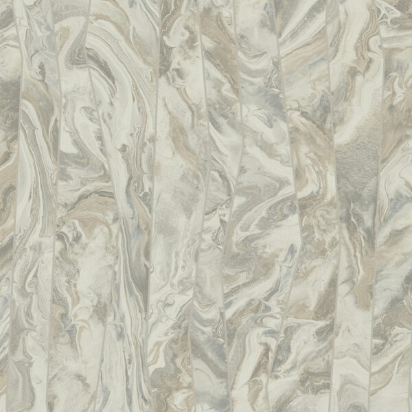 Octagon Flow Ash Grey Marble Wallpaper