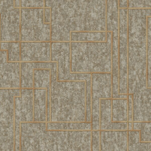 Taupe and Gold Octagon Lines Wallpaper